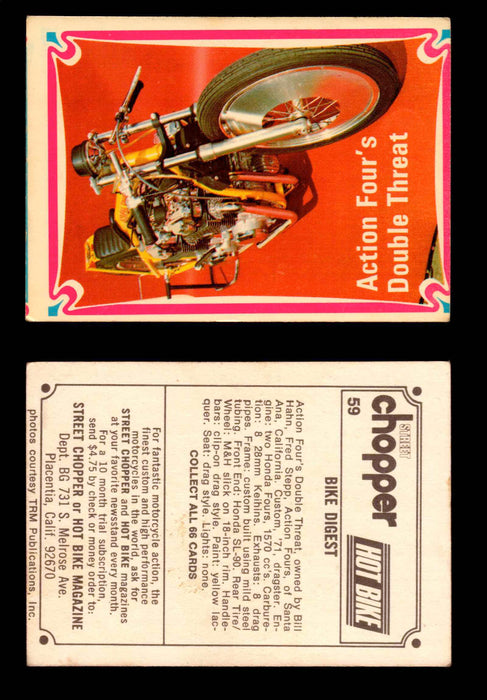 1972 Street Choppers & Hot Bikes Vintage Trading Card You Pick Singles #1-66 #59   Action Four's Double Threat  - TvMovieCards.com
