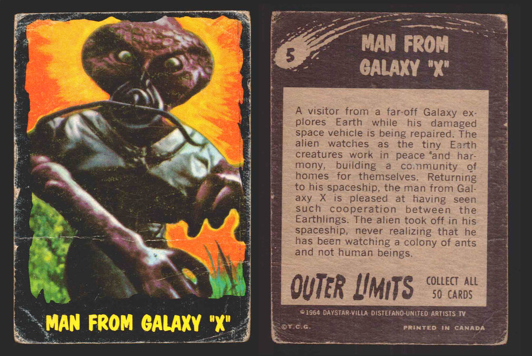 1964 Outer Limits Vintage Trading Cards #1-50 You Pick Singles O-Pee-Chee OPC 5   Man from Galaxy “X”  - TvMovieCards.com