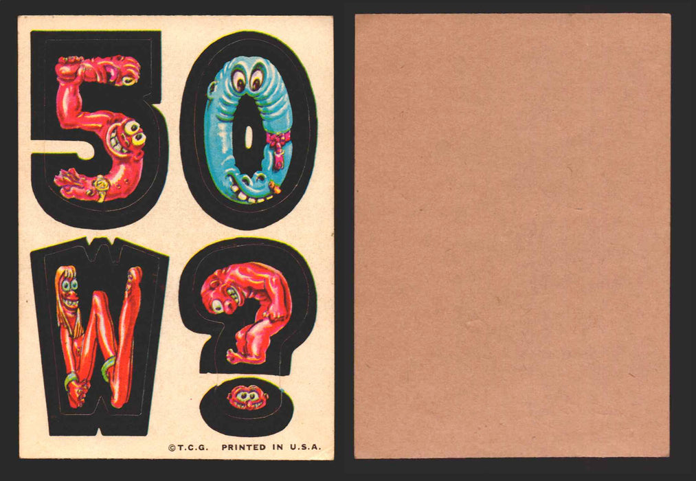 1967 Nutty Initials Sticker Trading Cards You Pick Singles #1-#60 Topps 5 0 W ?  - TvMovieCards.com