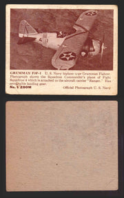 1940 Zoom Airplanes Series 2 & 3 You Pick Single Trading Cards #1-200 Gum 5   Grumman F3F-1  - TvMovieCards.com