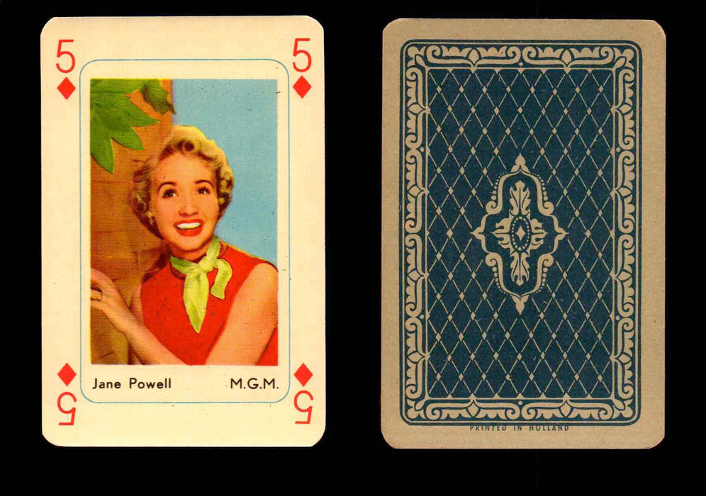 Vintage Hollywood Movie Stars Playing Cards You Pick Singles 5 - Diamond - Jane Powell  - TvMovieCards.com