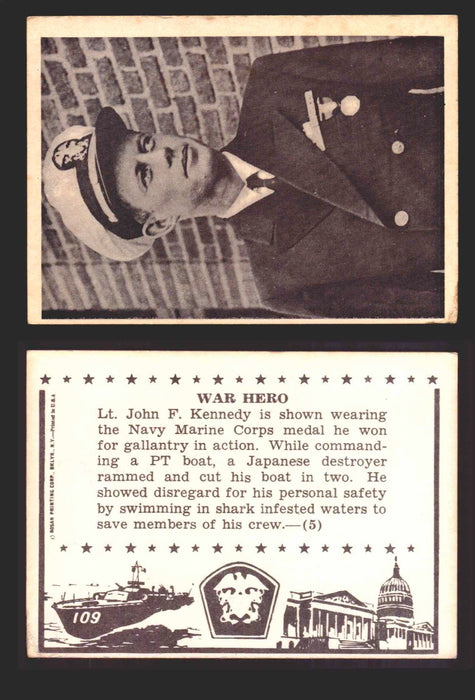 1963 John F. Kennedy JFK Rosan Trading Card You Pick Singles #1-66 5   War Hero  - TvMovieCards.com