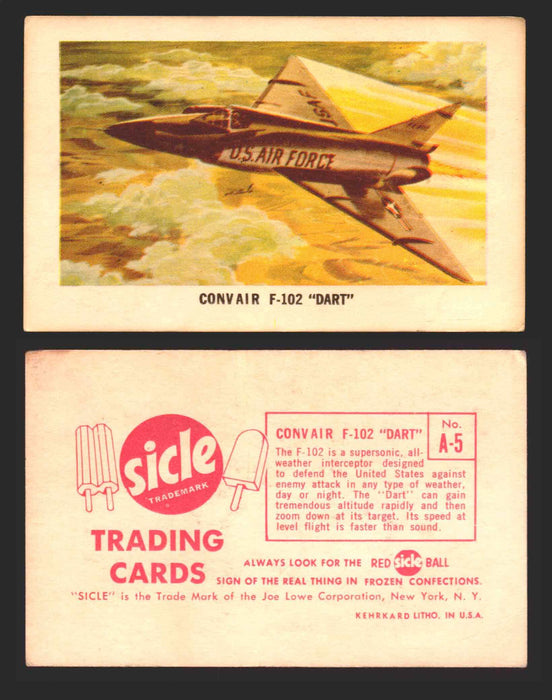 1959 Sicle Airplanes Joe Lowe Corp Vintage Trading Card You Pick Singles #1-#76 A-05	Convair F-102 “Dart”  - TvMovieCards.com