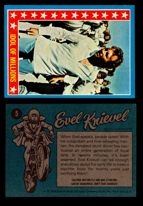 Evel Knievel Topps 1974 Vintage Trading Cards You Pick Singles #1-60 #5  - TvMovieCards.com