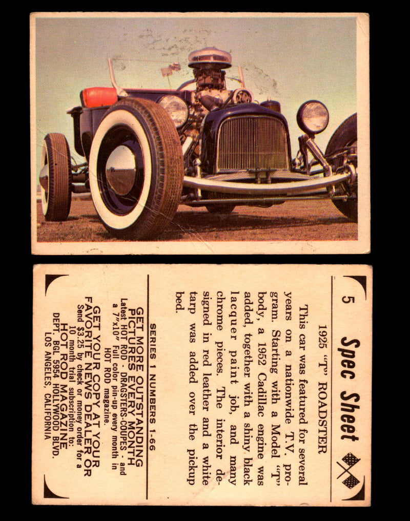 1965 Donruss Spec Sheet Vintage Hot Rods Trading Cards You Pick Singles #1-66 #5  - TvMovieCards.com