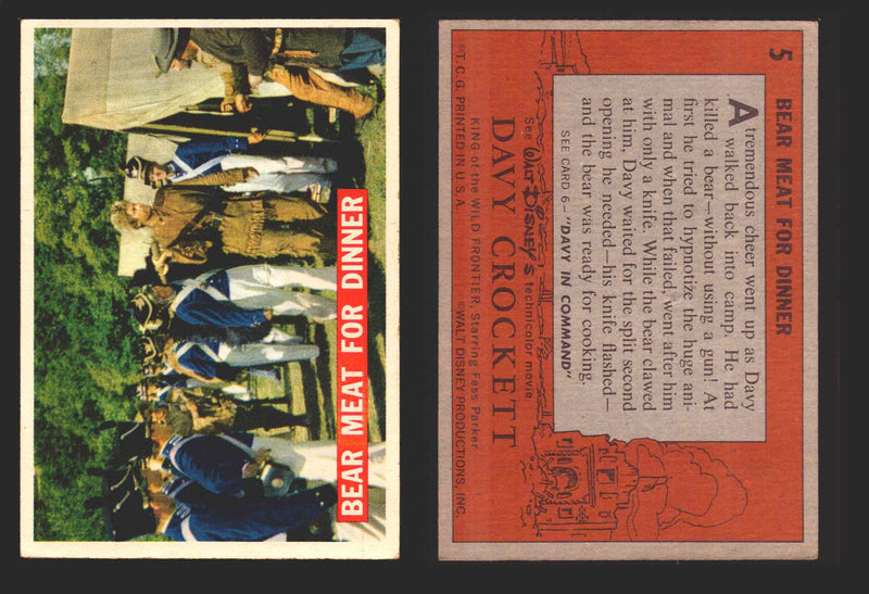Davy Crockett Series 1 1956 Walt Disney Topps Vintage Trading Cards You Pick Sin 5   Bear Meat for Dinner  - TvMovieCards.com