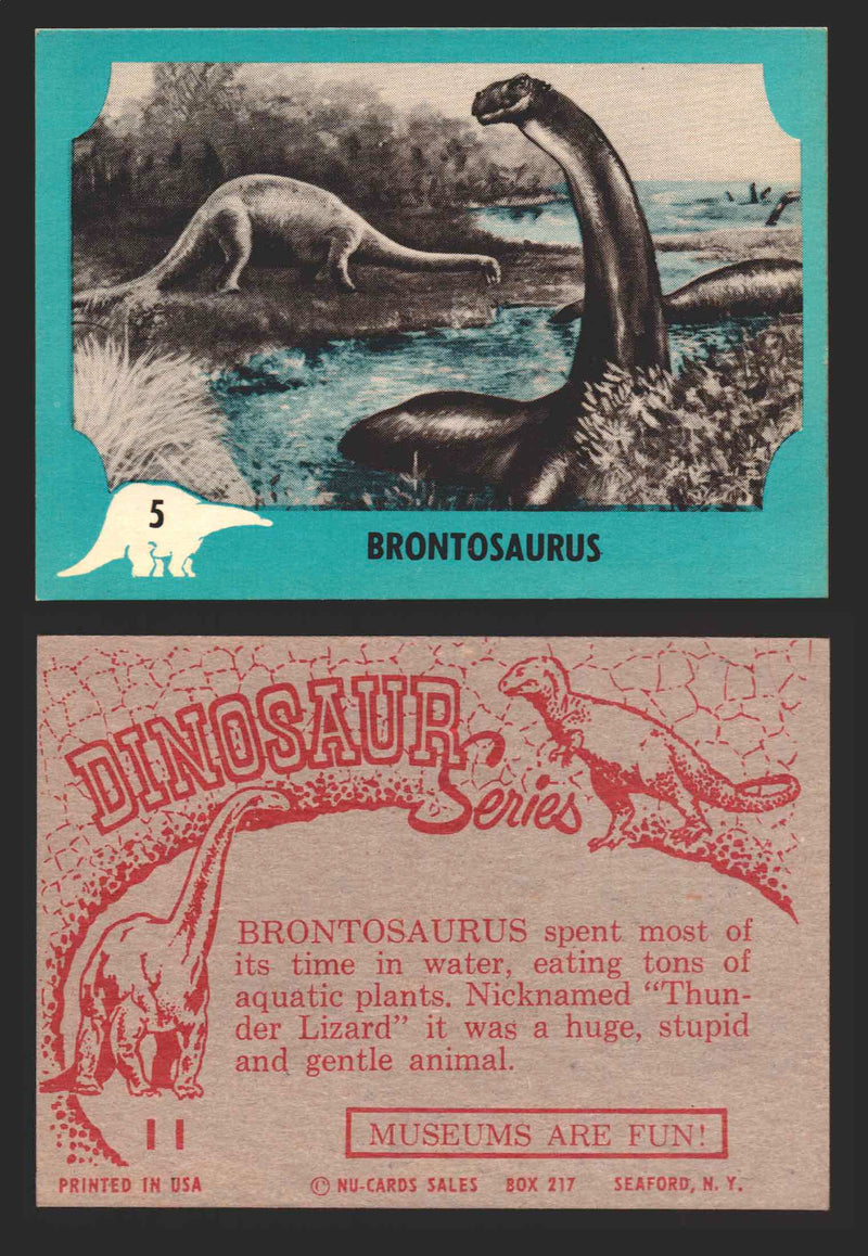 1961 Dinosaur Series Vintage Trading Card You Pick Singles #1-80 Nu Card 5	Brontosaurus  - TvMovieCards.com