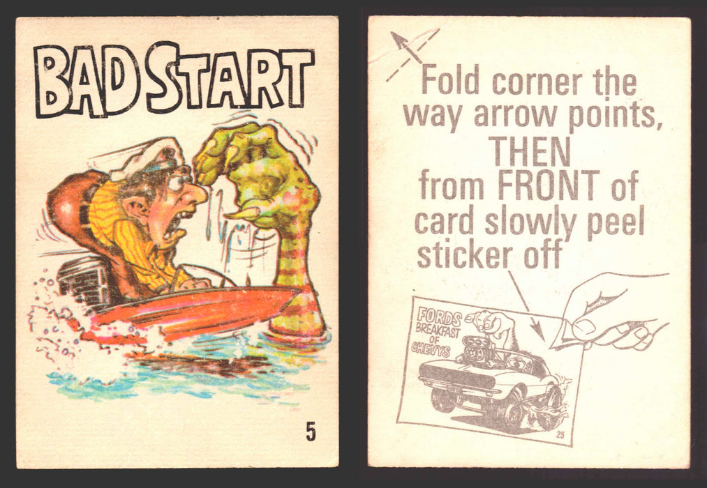 1969 Odd Rods Vintage Sticker Trading Cards #1-#44 You Pick Singles Donruss #	5	Bad Start  - TvMovieCards.com