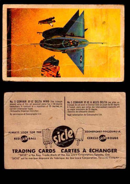 1959 Sicle Aircraft & Missile Canadian Vintage Trading Card U Pick Singles #1-25 #5 Convair XF-92 Delta Wing  - TvMovieCards.com