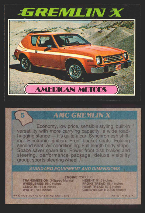 1976 Autos of 1977 Vintage Trading Cards You Pick Singles #1-99 Topps 5   AMC Gremlin X  - TvMovieCards.com