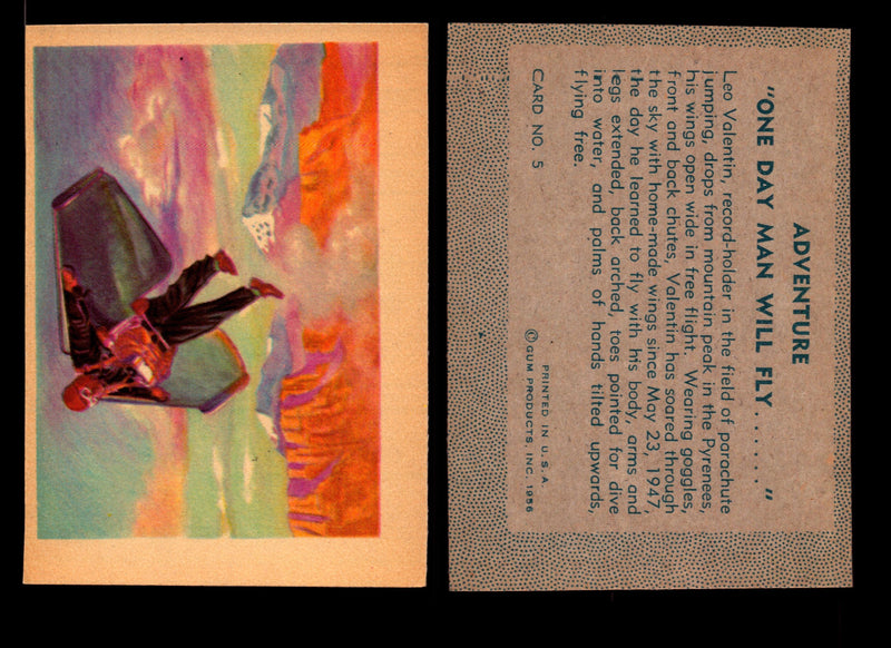 1956 Adventure Vintage Trading Cards Gum Products #1-#100 You Pick Singles #5 One day wil Fly  - TvMovieCards.com