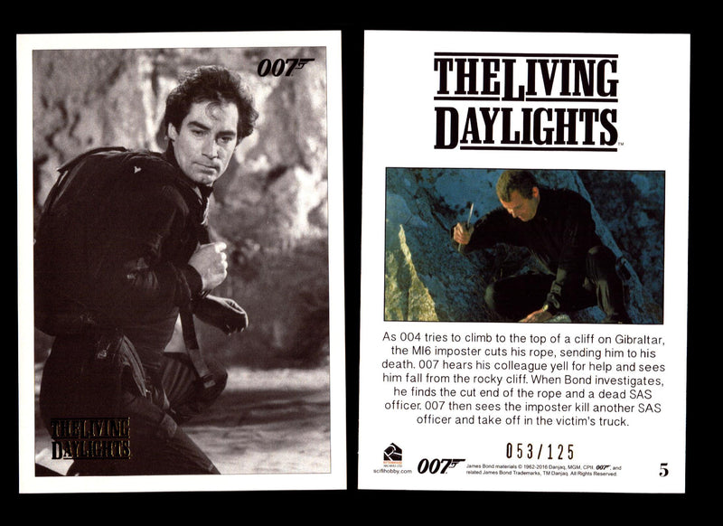 James Bond Archives The Living Daylights Gold Parallel Card You Pick Single 1-55 #5  - TvMovieCards.com