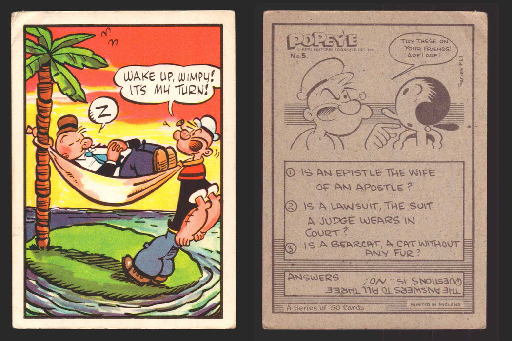 1959 Popeye Chix Confectionery Vintage Trading Card You Pick Singles #1-50 5   Wake up    Wimpy! It's my turn!  - TvMovieCards.com