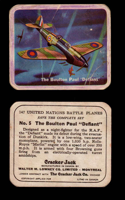 Cracker Jack United Nations Battle Planes Vintage You Pick Single Cards #1-70 #5  - TvMovieCards.com