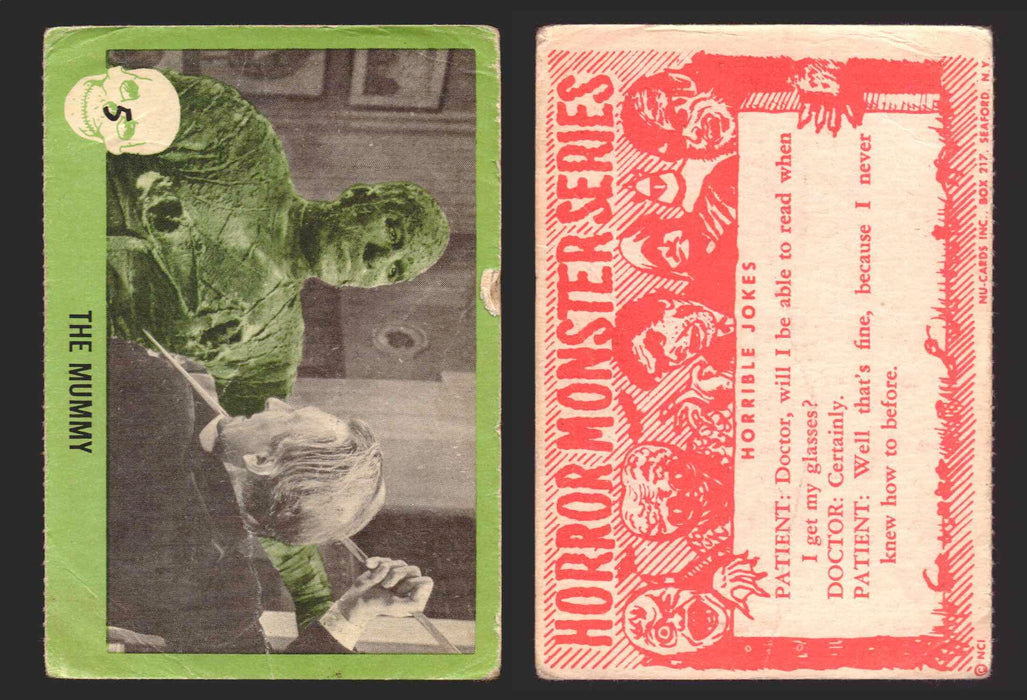 1961 Horror Monsters Series 1 Green Trading Card You Pick Singles #1-66 NuCard #	  5   The Mummy  - TvMovieCards.com