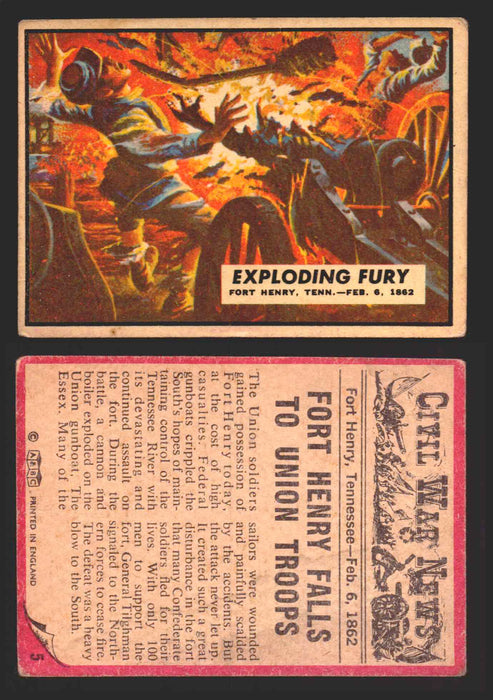 Civil War News Vintage Trading Cards A&BC Gum You Pick Singles #1-88 1965 5   Exploding Fury  - TvMovieCards.com
