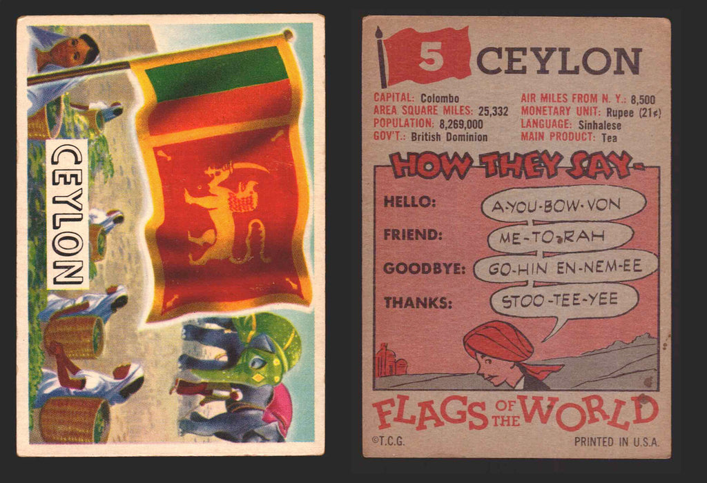 1956 Flags of the World Vintage Trading Cards You Pick Singles #1-#80 Topps 5	Ceylon  - TvMovieCards.com