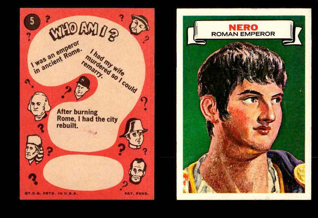 1967 Who Am I? Topps Vintage Trading Cards You Pick Singles #1-44 #5 Nero Uncoated  - TvMovieCards.com