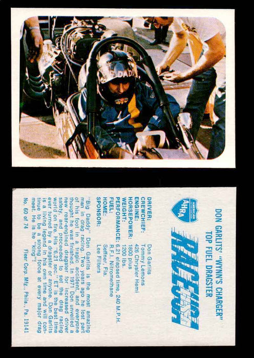 Race USA AHRA Drag Champs 1973 Fleer Vintage Trading Cards You Pick Singles 60 of 74   Don Garlits' "Wynn's Charger"  - TvMovieCards.com