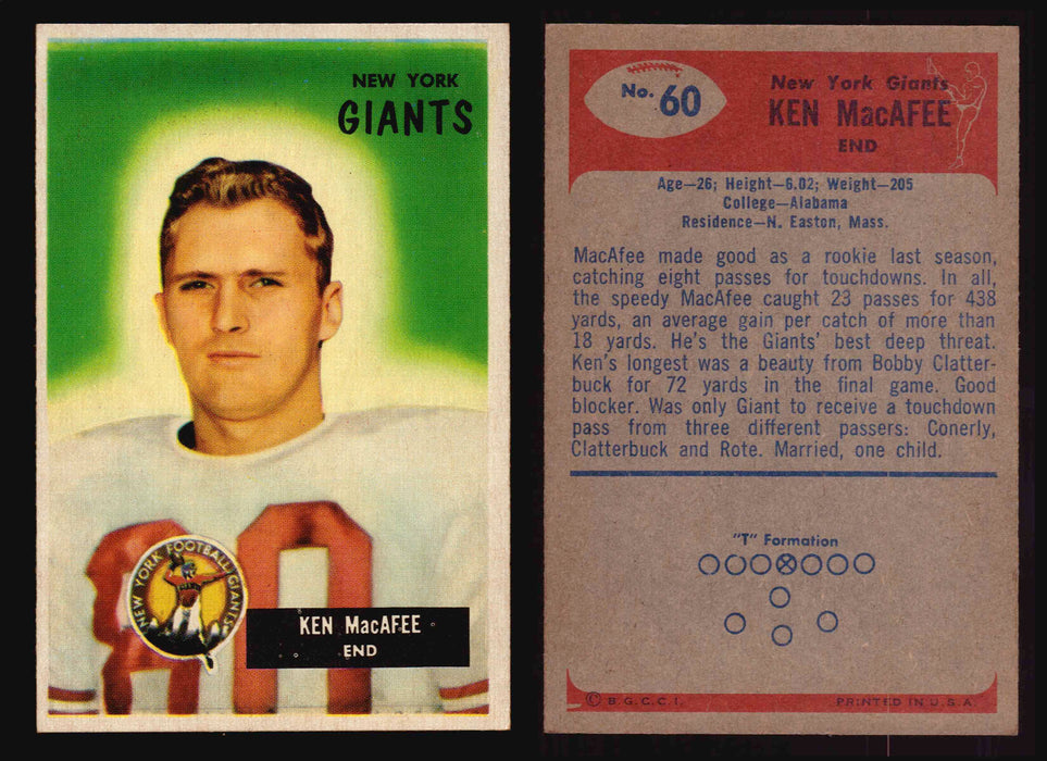 1955 Bowman Football Trading Card You Pick Singles #1-#160 VG/EX #60 Ken MacAfee  - TvMovieCards.com