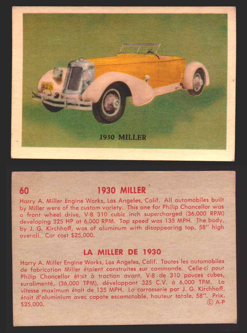 1959 Parkhurst Old Time Cars Vintage Trading Card You Pick Singles #1-64 V339-16 60	1930 Miller  - TvMovieCards.com