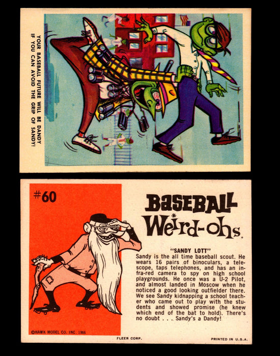Weird-ohs BaseBall 1966 Fleer Vintage Card You Pick Singles #1-66 #60 Sandy Lott  - TvMovieCards.com