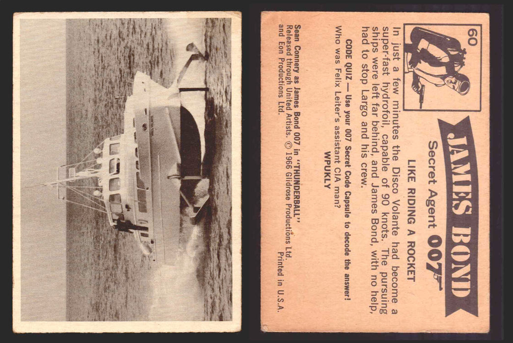 1966 James Bond 007 Thunderball Vintage Trading Cards You Pick Singles #1-66 60   Like Riding A Rocket  - TvMovieCards.com