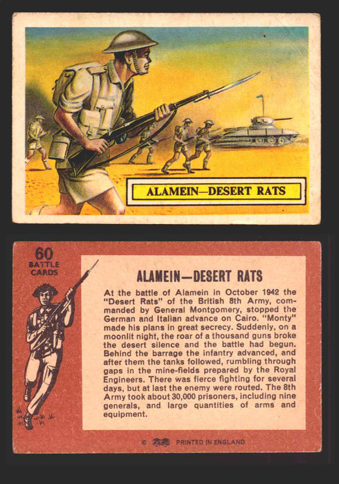 1965 Battle World War II A&BC Vintage Trading Card You Pick Singles #1-#73 60 Alamein - Desert Rats  - TvMovieCards.com
