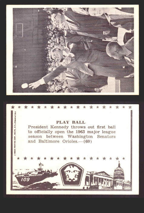 1963 John F. Kennedy JFK Rosan Trading Card You Pick Singles #1-66 60   Play Ball  - TvMovieCards.com