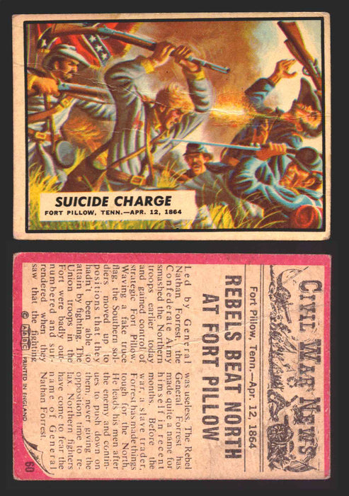 Civil War News Vintage Trading Cards A&BC Gum You Pick Singles #1-88 1965 60   Suicide Charge  - TvMovieCards.com