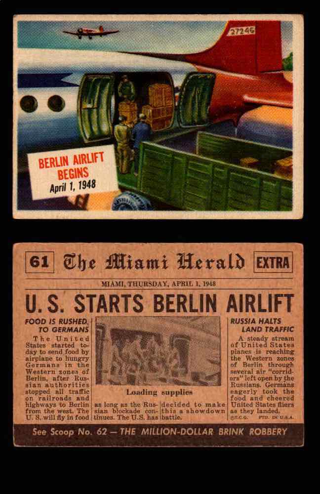 1954 Scoop Newspaper Series 1 Topps Vintage Trading Cards You Pick Singles #1-78 61   Berlin Airlift Begins  - TvMovieCards.com