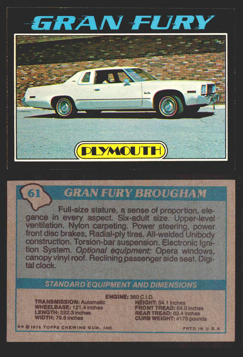 1976 Autos of 1977 Vintage Trading Cards You Pick Singles #1-99 Topps 61   Gran Fury Brougham  - TvMovieCards.com
