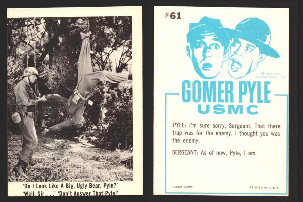 1965 Gomer Pyle Vintage Trading Cards You Pick Singles #1-66 Fleer 61   Do I look like a big  ugly bear  Pyle?' 'Well  Sir  - TvMovieCards.com
