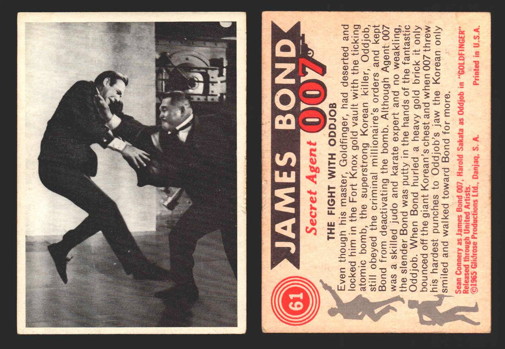1965 James Bond 007 Glidrose Vintage Trading Cards You Pick Singles #1-66 61   The Fight With Oddjob  - TvMovieCards.com