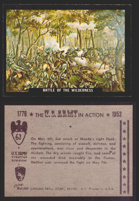 1961 The U.S. Army in Action 1776-1953 Trading Cards You Pick Singles #1-64 61   Battle of the Wilderness  - TvMovieCards.com