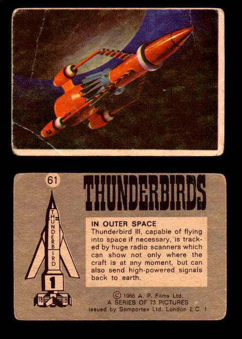 Thunderbirds Vintage Trading Card Singles #1-72 Somportex 1966 #61  - TvMovieCards.com