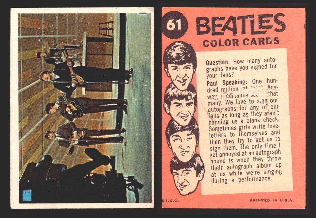 Beatles Color Topps 1964 Vintage Trading Cards You Pick Singles #1-#64 #	61  - TvMovieCards.com