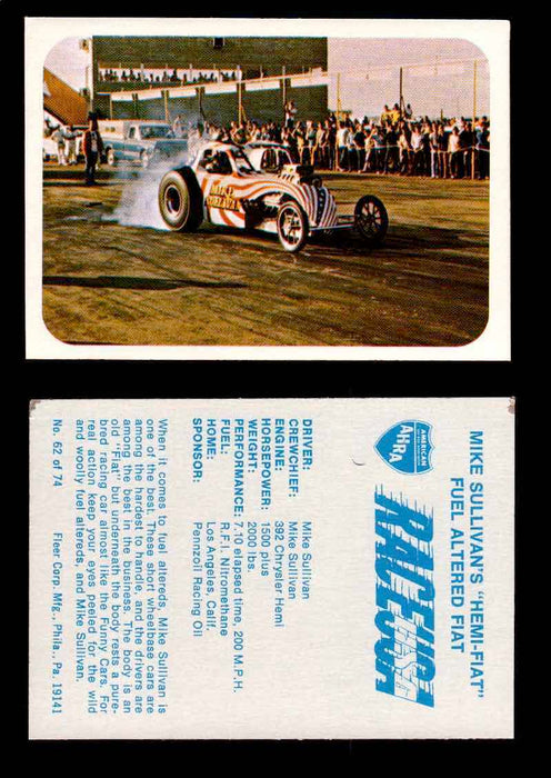 Race USA AHRA Drag Champs 1973 Fleer Vintage Trading Cards You Pick Singles 62 of 74   Mike Sullivan's "Hemi-Fiat"  - TvMovieCards.com