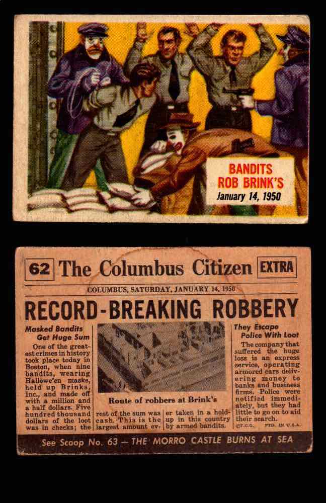 1954 Scoop Newspaper Series 1 Topps Vintage Trading Cards You Pick Singles #1-78 62   Bandits Rob Brink's  - TvMovieCards.com