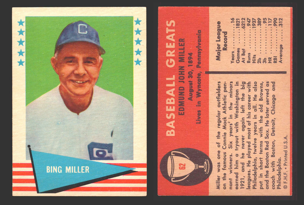 1961 Fleer Baseball Greats Trading Card You Pick Singles #1-#154 VG/EX 62 Edmund (Bing) Miller  - TvMovieCards.com