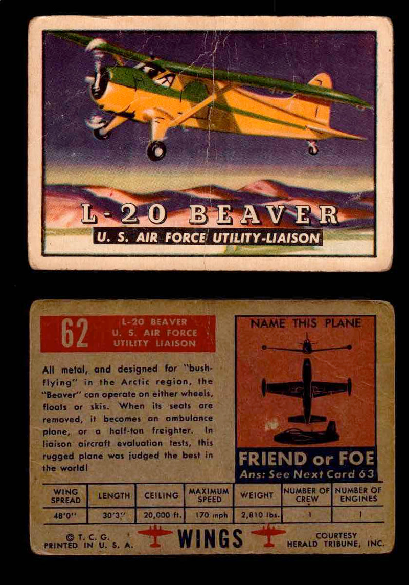 1952 Wings Topps TCG Vintage Trading Cards You Pick Singles #1-100 #62  - TvMovieCards.com