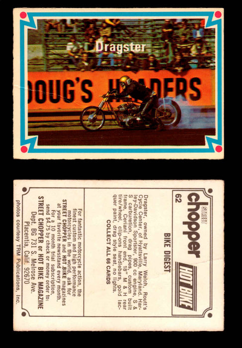 1972 Street Choppers & Hot Bikes Vintage Trading Card You Pick Singles #1-66 #62   Dragster (creased)  - TvMovieCards.com