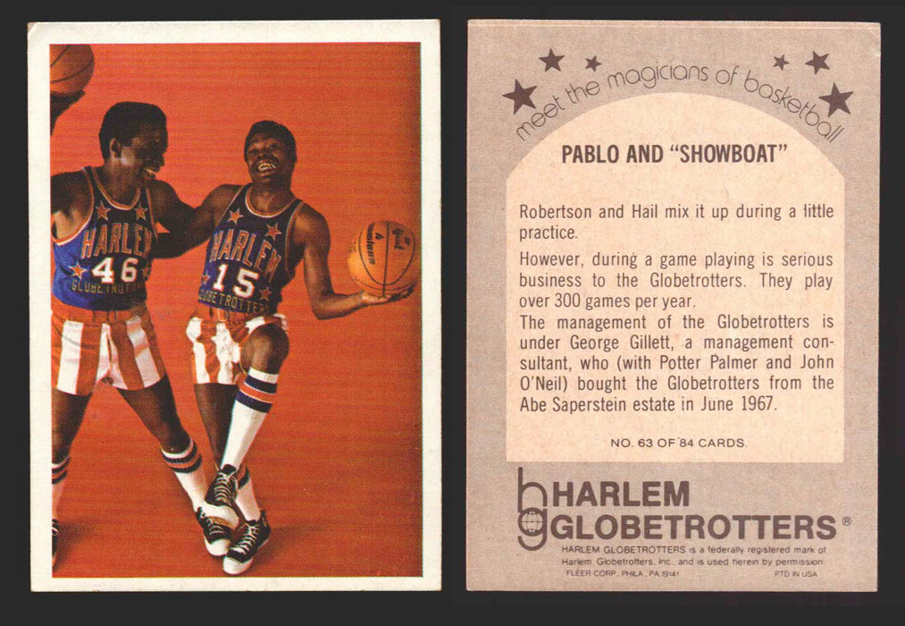 1971 Harlem Globetrotters Fleer Vintage Trading Card You Pick Singles #1-84 63 of 84   Pablo and "Showboat"  - TvMovieCards.com