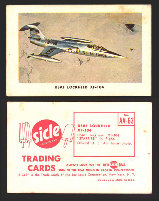 1959 Sicle Airplanes Joe Lowe Corp Vintage Trading Card You Pick Singles #1-#76 AA-63	USAF Lockheed XF-104  - TvMovieCards.com