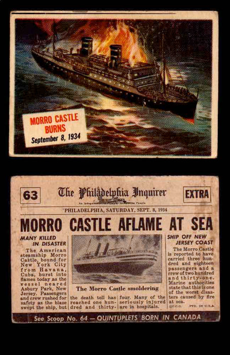1954 Scoop Newspaper Series 1 Topps Vintage Trading Cards You Pick Singles #1-78 63   Morro Castle Burns  - TvMovieCards.com