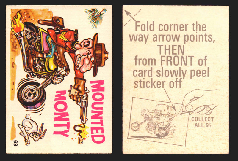1972 Silly Cycles Donruss Vintage Trading Cards #1-66 You Pick Singles #63 Mounted Monty  - TvMovieCards.com