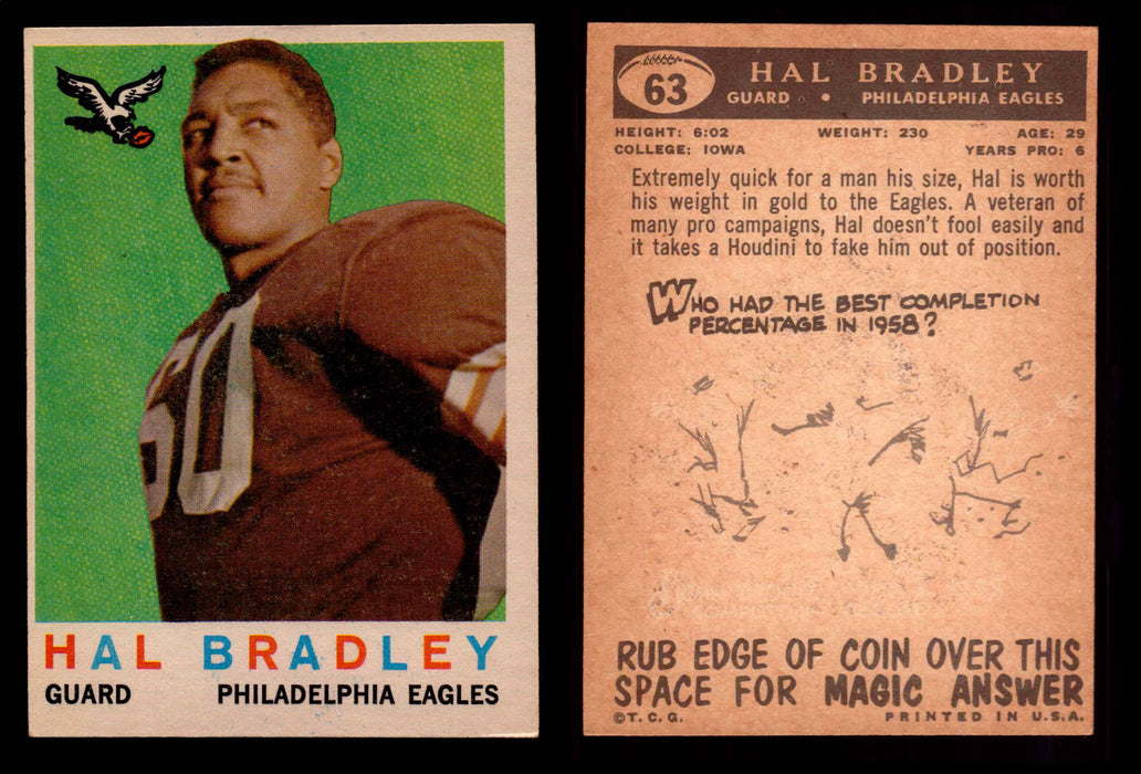 1959 Topps Football Trading Card You Pick Singles #1-#176 VG/EX #	63	Hal Bradley  - TvMovieCards.com