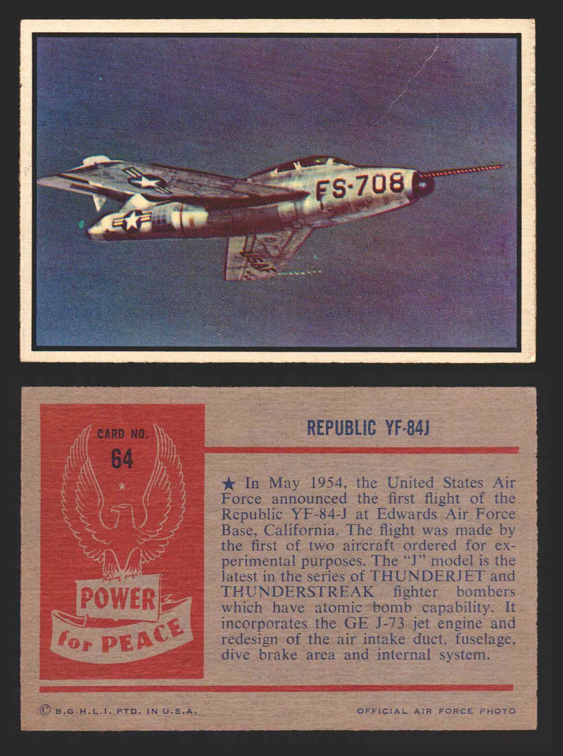 1954 Power For Peace Vintage Trading Cards You Pick Singles #1-96 64   Republic YF-84J  - TvMovieCards.com