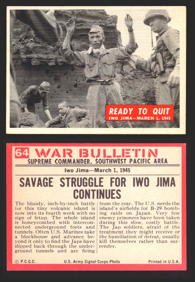 1965 War Bulletin Philadelphia Gum Vintage Trading Cards You Pick Singles #1-88 64   Ready To Quit  - TvMovieCards.com