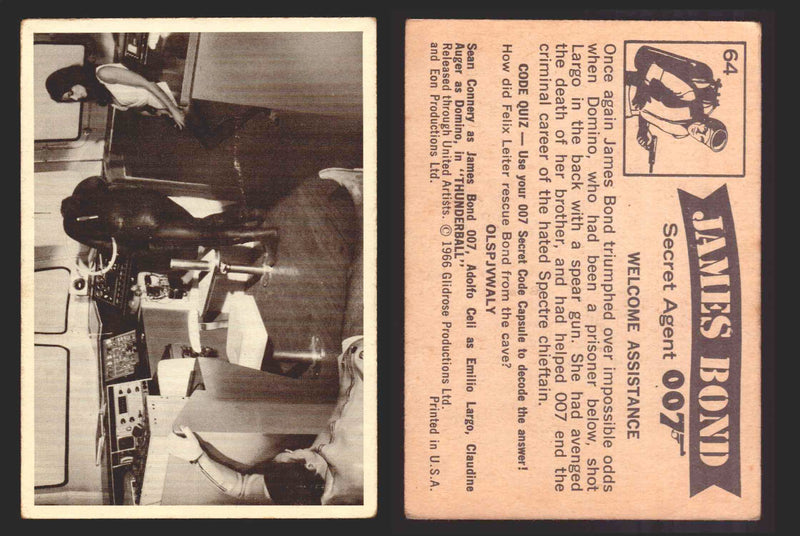 1966 James Bond 007 Thunderball Vintage Trading Cards You Pick Singles #1-66 64   Welcome Assistance  - TvMovieCards.com
